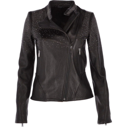 Women's Black Studded Leather Jacket