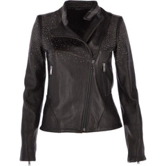 Women's Black Studded Leather Jacket