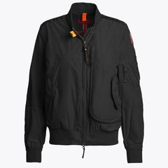 Women's Black Bomber Jacket with Utility Pocket