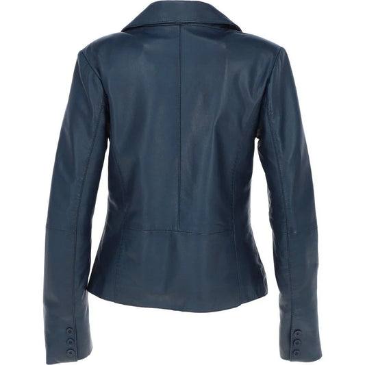 Women's Blue Leather Blazer