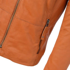 Women's Bold Orange Leather Jacket