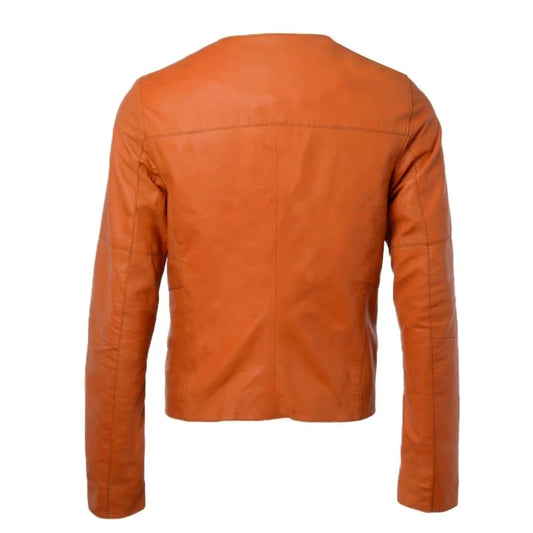 Women's Bold Orange Leather Jacket