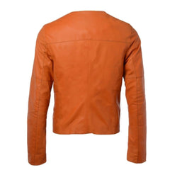 Women's Bold Orange Leather Jacket