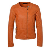 Women's Bold Orange Leather Jacket