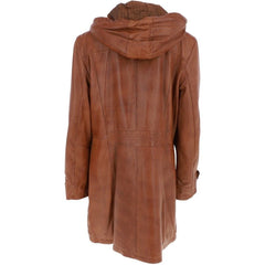 Women's Brown Leather Toggle Coat