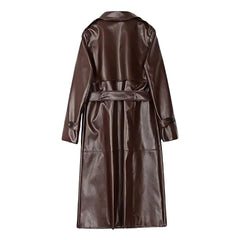Women’s Brown Leather Trench Coat