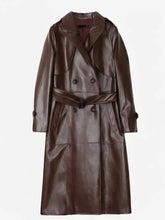 Women’s Brown Leather Trench Coat
