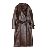 Women’s Brown Leather Trench Coat