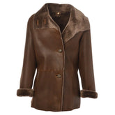 Women's Brown Shearling Leather Coat