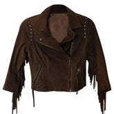 Women’s Brown Suede Leather Fringe Jacket