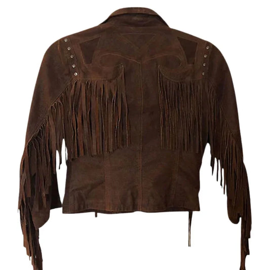 Women’s Brown Suede Leather Fringe Jacket