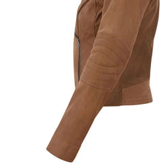 Women’s Brown Suede Leather Jacket with Zipper Front