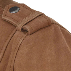 Women’s Brown Suede Leather Jacket with Zipper Front
