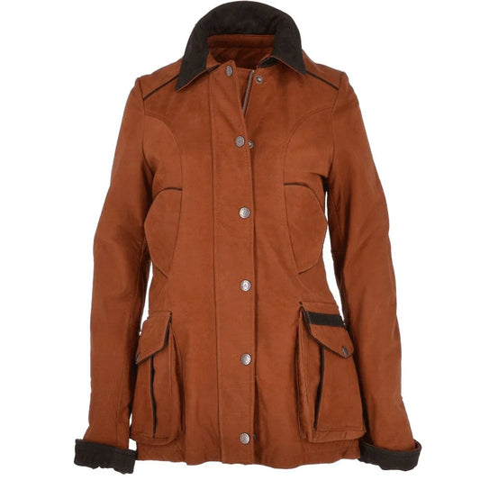 Women's Brown Suede Utility Jacket