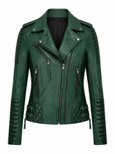 Women's Charlotte Burnt Green Leather Jacket