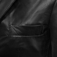 Women’s Classic Black Leather Blazer Jacket