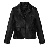 Women’s Classic Black Leather Blazer Jacket