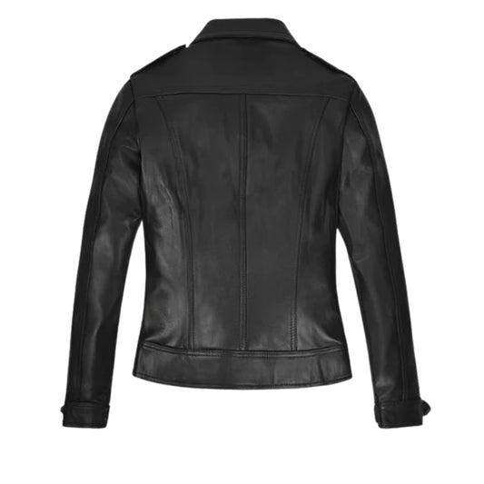 Women’s Classic Black Zipper Leather Jacket