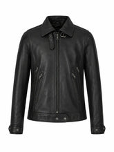 Women’s Classic Black Zipper Leather Jacket Front