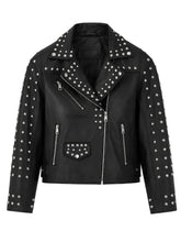 Women's Classic Studded Black Leather Jacket
