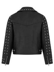 Women's Classic Studded Black Leather Jacket