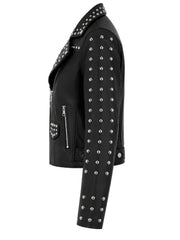 Women's Classic Studded Black Leather Jacket