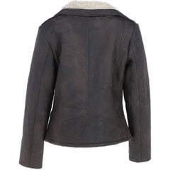Women's Dark Brown Leather Shearling Classic Jacket