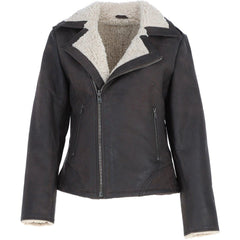 Women's Dark Brown Leather Shearling Classic Jacket