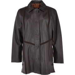 Women's Dark Brown Long Leather Coat