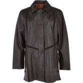 Women's Dark Brown Long Leather Coat
