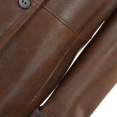 Women's Brown Hooded Shearling Leather Coat