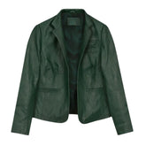 Women’s Green Leather Blazer Jacket