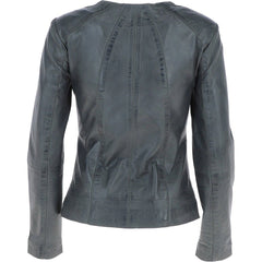 Women's Grey Leather Minimalist Jacket