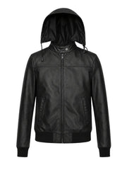 Women’s Hooded Leather Jacket Full