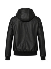 Women’s Hooded Leather Jacket Back