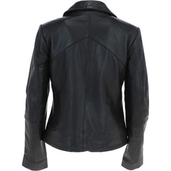 Women's Lapel Collar Black Leather Jacket