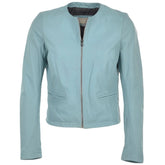 Women's Light Blue Leather Jacket