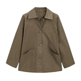 Women's Olive Green Cotton Trench Jacket