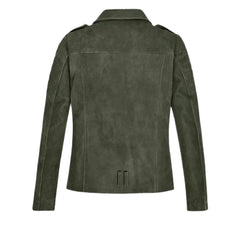 Women’s Olive Green Suede Leather Jacket
