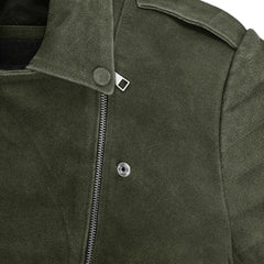 Women’s Olive Green Suede Leather Jacket