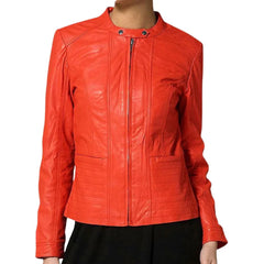 Women’s Red Slim Fit Leather Jacket
