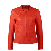 Women’s Red Slim Fit Leather Jacket