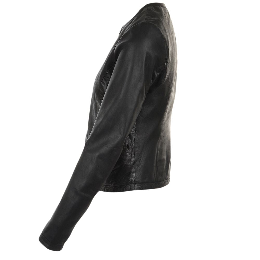 Women's Sleek Design Black Leather Jacket