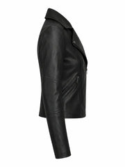 Women’s Slim Fit Black Leather Jacket Right