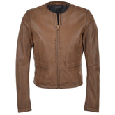 Women's Tan Sleek Design Leather Jacket