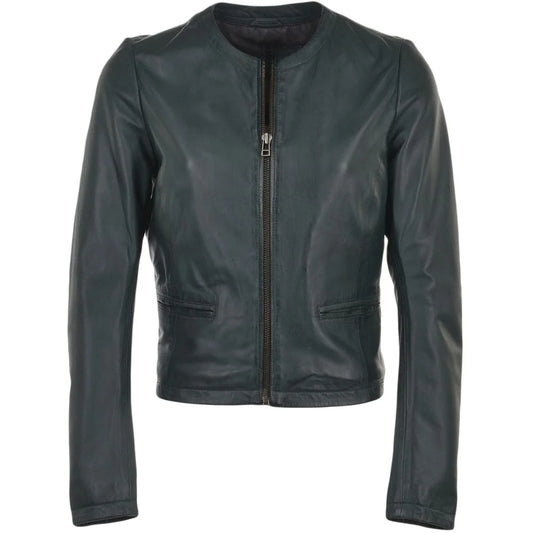 Women's Teal Leather Jacket