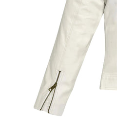 Women’s White Leather Jacket with Sleek Detailing