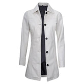 Women's White Leather Trench Coat