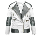Women’s White and Grey Two-Tone Leather Jacket