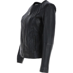 Women's Zipper Black Leather Jacket